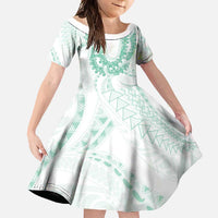 Aloha Lei Onaona Family Matching Long Sleeve Bodycon Dress and Hawaiian Shirt Sage Green Hawaiian Tribal Pattern