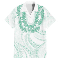 Aloha Lei Onaona Family Matching Long Sleeve Bodycon Dress and Hawaiian Shirt Sage Green Hawaiian Tribal Pattern
