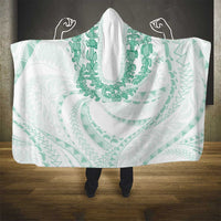 Aloha Lei Onaona Hooded Blanket Sage Green Hawaiian Tribal Pattern