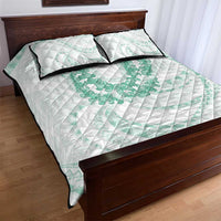Aloha Lei Onaona Quilt Bed Set Sage Green Hawaiian Tribal Pattern