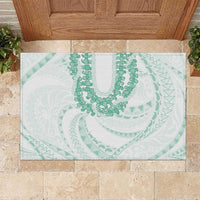 Aloha Lei Onaona Rubber Doormat Sage Green Hawaiian Tribal Pattern