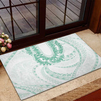 Aloha Lei Onaona Rubber Doormat Sage Green Hawaiian Tribal Pattern