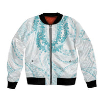 Aloha Lei Onaona Bomber Jacket Teal Hawaiian Tribal Pattern
