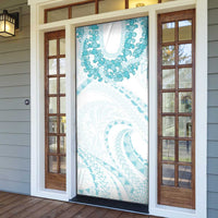 Aloha Lei Onaona Door Cover Teal Hawaiian Tribal Pattern - Polynesian Pride