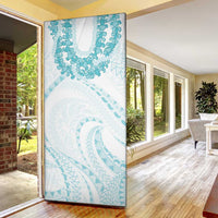 Aloha Lei Onaona Door Cover Teal Hawaiian Tribal Pattern - Polynesian Pride