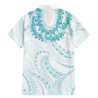 Aloha Lei Onaona Family Matching Mermaid Dress and Hawaiian Shirt Teal Hawaiian Tribal Pattern