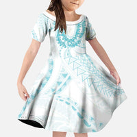 Aloha Lei Onaona Family Matching Off Shoulder Maxi Dress and Hawaiian Shirt Teal Hawaiian Tribal Pattern