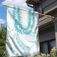 Aloha Lei Onaona Garden Flag Teal Hawaiian Tribal Pattern