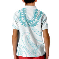 Aloha Lei Onaona Kid Polo Shirt Teal Hawaiian Tribal Pattern