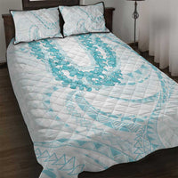 Aloha Lei Onaona Quilt Bed Set Teal Hawaiian Tribal Pattern