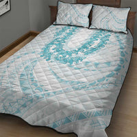 Aloha Lei Onaona Quilt Bed Set Teal Hawaiian Tribal Pattern