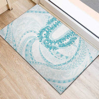 Aloha Lei Onaona Rubber Doormat Teal Hawaiian Tribal Pattern