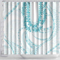 Aloha Lei Onaona Shower Curtain Teal Hawaiian Tribal Pattern