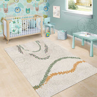 Aloha Lei Mikioi Area Rug Beige Polynesian Tribal Tatau Pattern