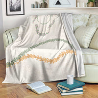 Aloha Lei Mikioi Blanket Beige Polynesian Tribal Tatau Pattern