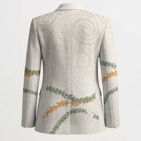 Aloha Lei Mikioi Blazer Beige Polynesian Tribal Tatau Pattern - Polynesian Pride