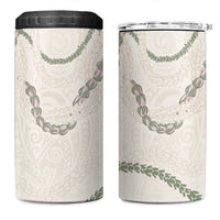 Aloha Lei Mikioi 4 in 1 Can Cooler Tumbler Beige Polynesian Tribal Tatau Pattern