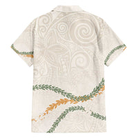 Aloha Lei Mikioi Family Matching Summer Maxi Dress and Hawaiian Shirt Beige Polynesian Tribal Tatau Pattern