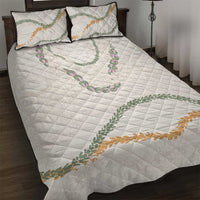 Aloha Lei Mikioi Quilt Bed Set Beige Polynesian Tribal Tatau Pattern