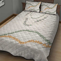 Aloha Lei Mikioi Quilt Bed Set Beige Polynesian Tribal Tatau Pattern