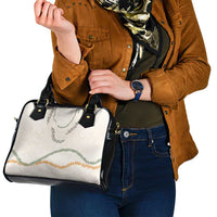 Aloha Lei Mikioi Shoulder Handbag Beige Polynesian Tribal Tatau Pattern