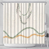 Aloha Lei Mikioi Shower Curtain Beige Polynesian Tribal Tatau Pattern