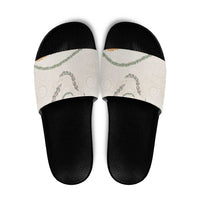 Aloha Lei Mikioi Slide Sandals Beige Polynesian Tribal Tatau Pattern - Polynesian Pride