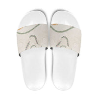 Aloha Lei Mikioi Slide Sandals Beige Polynesian Tribal Tatau Pattern - Polynesian Pride