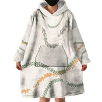 Aloha Lei Mikioi Wearable Blanket Hoodie Beige Polynesian Tribal Tatau Pattern