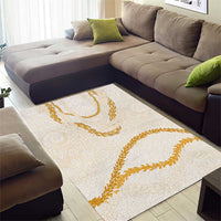 Aloha Lei Mikioi Area Rug Gold Polynesian Tribal Tatau Pattern