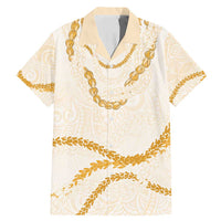 Aloha Lei Mikioi Family Matching Mermaid Dress and Hawaiian Shirt Gold Polynesian Tribal Tatau Pattern