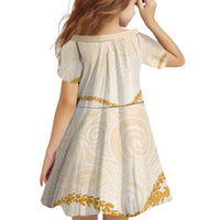 Aloha Lei Mikioi Family Matching Off Shoulder Short Dress and Hawaiian Shirt Gold Polynesian Tribal Tatau Pattern