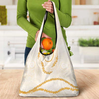 Aloha Lei Mikioi Grocery Bag Gold Polynesian Tribal Tatau Pattern