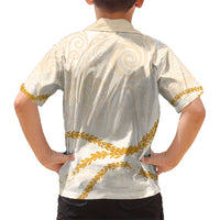 Aloha Lei Mikioi Kid Hawaiian Shirt Gold Polynesian Tribal Tatau Pattern