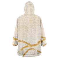 Aloha Lei Mikioi Wearable Blanket Hoodie Gold Polynesian Tribal Tatau Pattern