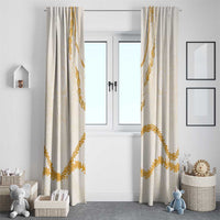 Aloha Lei Mikioi Window Curtain Gold Polynesian Tribal Tatau Pattern