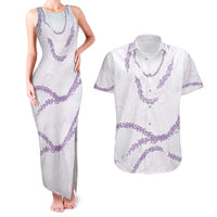 Aloha Lei Mikioi Couples Matching Tank Maxi Dress and Hawaiian Shirt Purple Polynesian Tribal Tatau Pattern