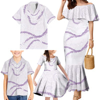 Aloha Lei Mikioi Family Matching Mermaid Dress and Hawaiian Shirt Purple Polynesian Tribal Tatau Pattern