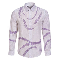 Aloha Lei Mikioi Family Matching Off The Shoulder Long Sleeve Dress and Hawaiian Shirt Purple Polynesian Tribal Tatau Pattern