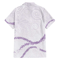 Aloha Lei Mikioi Family Matching Short Sleeve Bodycon Dress and Hawaiian Shirt Purple Polynesian Tribal Tatau Pattern