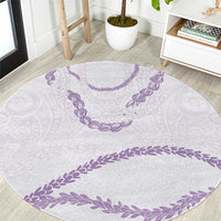 Aloha Lei Mikioi Round Carpet Purple Polynesian Tribal Tatau Pattern