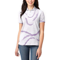 Aloha Lei Mikioi Women Polo Shirt Purple Polynesian Tribal Tatau Pattern