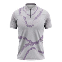 Aloha Lei Mikioi Zipper Polo Shirt Purple Polynesian Tribal Tatau Pattern - Polynesian Pride