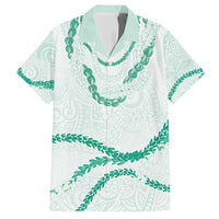 Aloha Lei Mikioi Family Matching Short Sleeve Bodycon Dress and Hawaiian Shirt Sage Green Polynesian Tribal Tatau Pattern