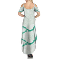 Aloha Lei Mikioi Family Matching Summer Maxi Dress and Hawaiian Shirt Sage Green Polynesian Tribal Tatau Pattern