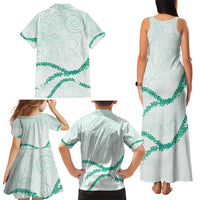 Aloha Lei Mikioi Family Matching Tank Maxi Dress and Hawaiian Shirt Sage Green Polynesian Tribal Tatau Pattern