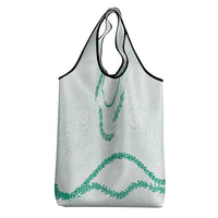 Aloha Lei Mikioi Grocery Bag Sage Green Polynesian Tribal Tatau Pattern