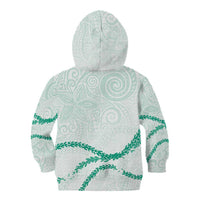 Aloha Lei Mikioi Kid Hoodie Sage Green Polynesian Tribal Tatau Pattern