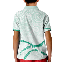 Aloha Lei Mikioi Kid Polo Shirt Sage Green Polynesian Tribal Tatau Pattern