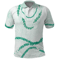 Aloha Lei Mikioi Polo Shirt Sage Green Polynesian Tribal Tatau Pattern